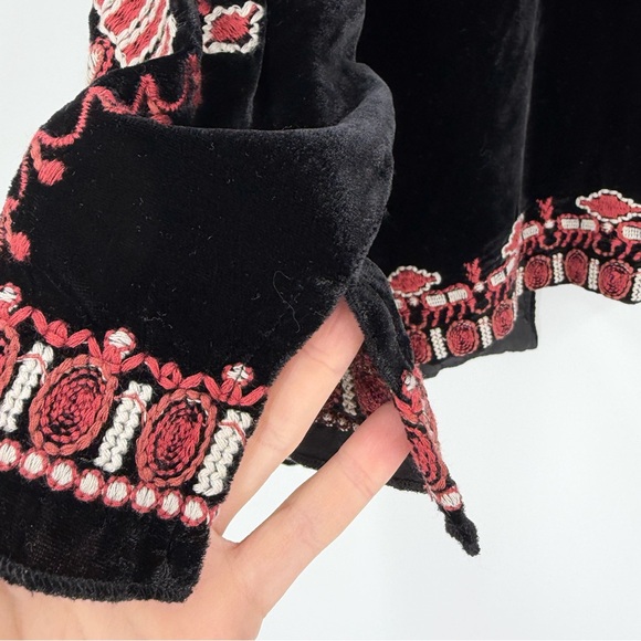 Rare Johnny Was Aurore Embroidered Velvet Bolero Kimono Jacket M Luxe Boho - Picture 6 of 6